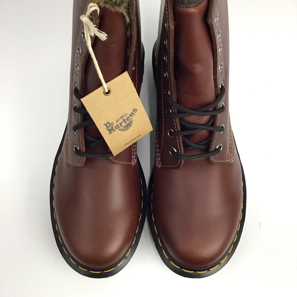 Dr. Martens 1460 Serena Aburzzo Lug Sole Lace-up Faux Fur Lined Leather Boots 10 - Picture 6 of 10